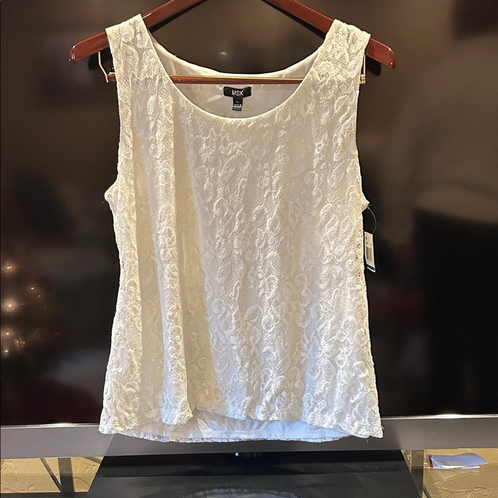 MSK Ivory Lace Tank Top